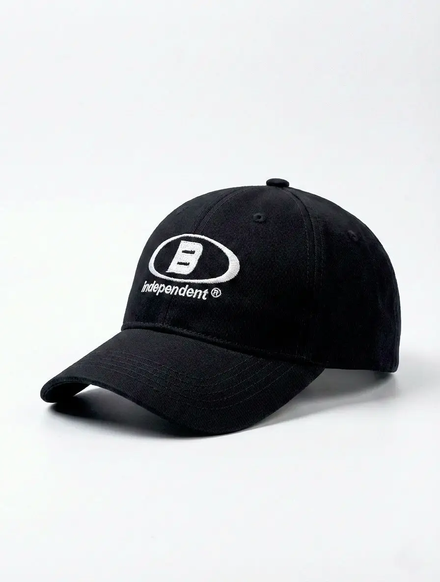 Embroidered black cap with Iconic B® logo, stylish and comfortable accessory.
